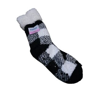 New With Tags Womens Size 9-11 Grippy Slipper Sock Black & White Checked Pattern